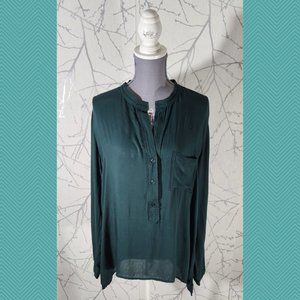 Cloth & Stone Forest Green Popover Blouse